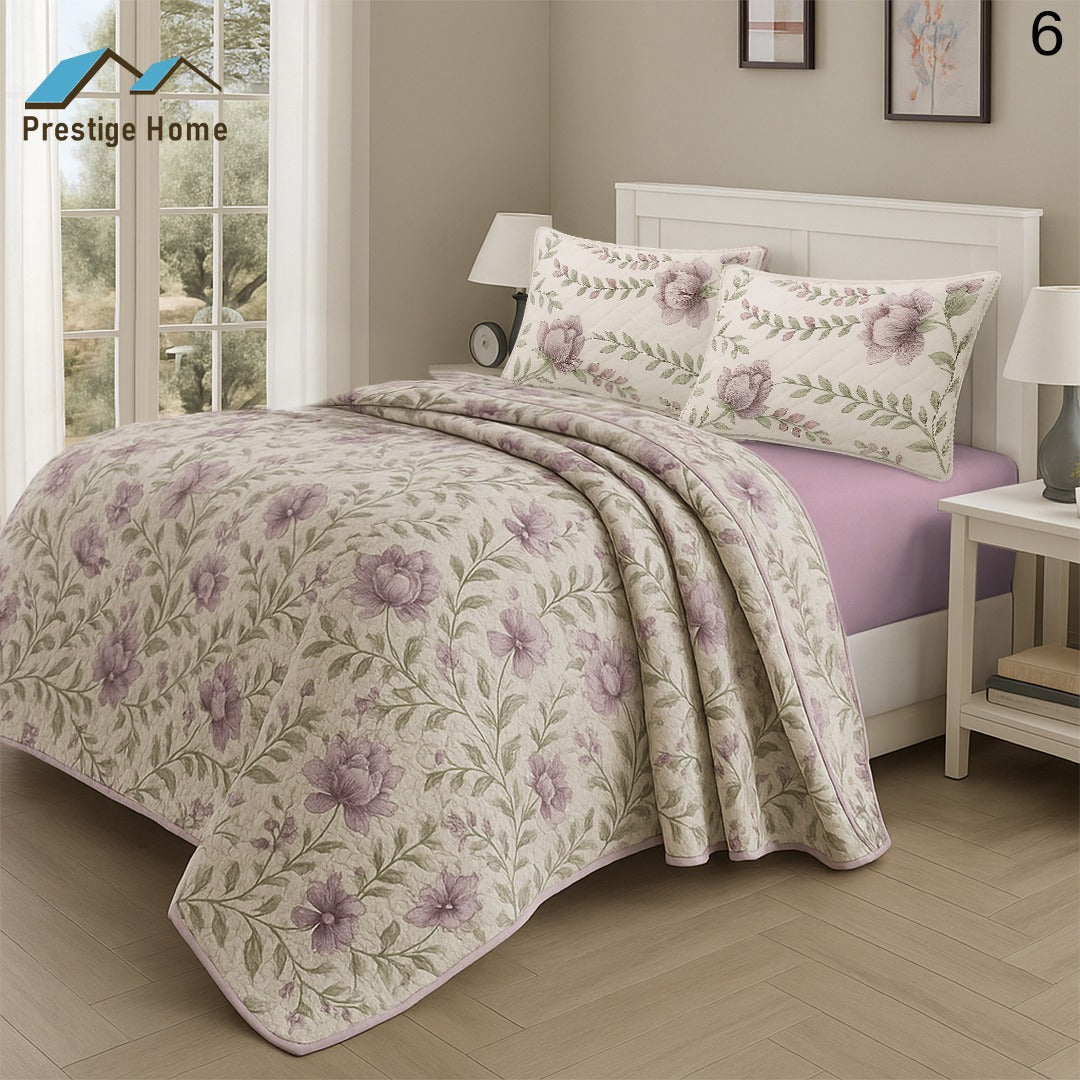 Lavender Garden Quilted Bedspread Set - Double