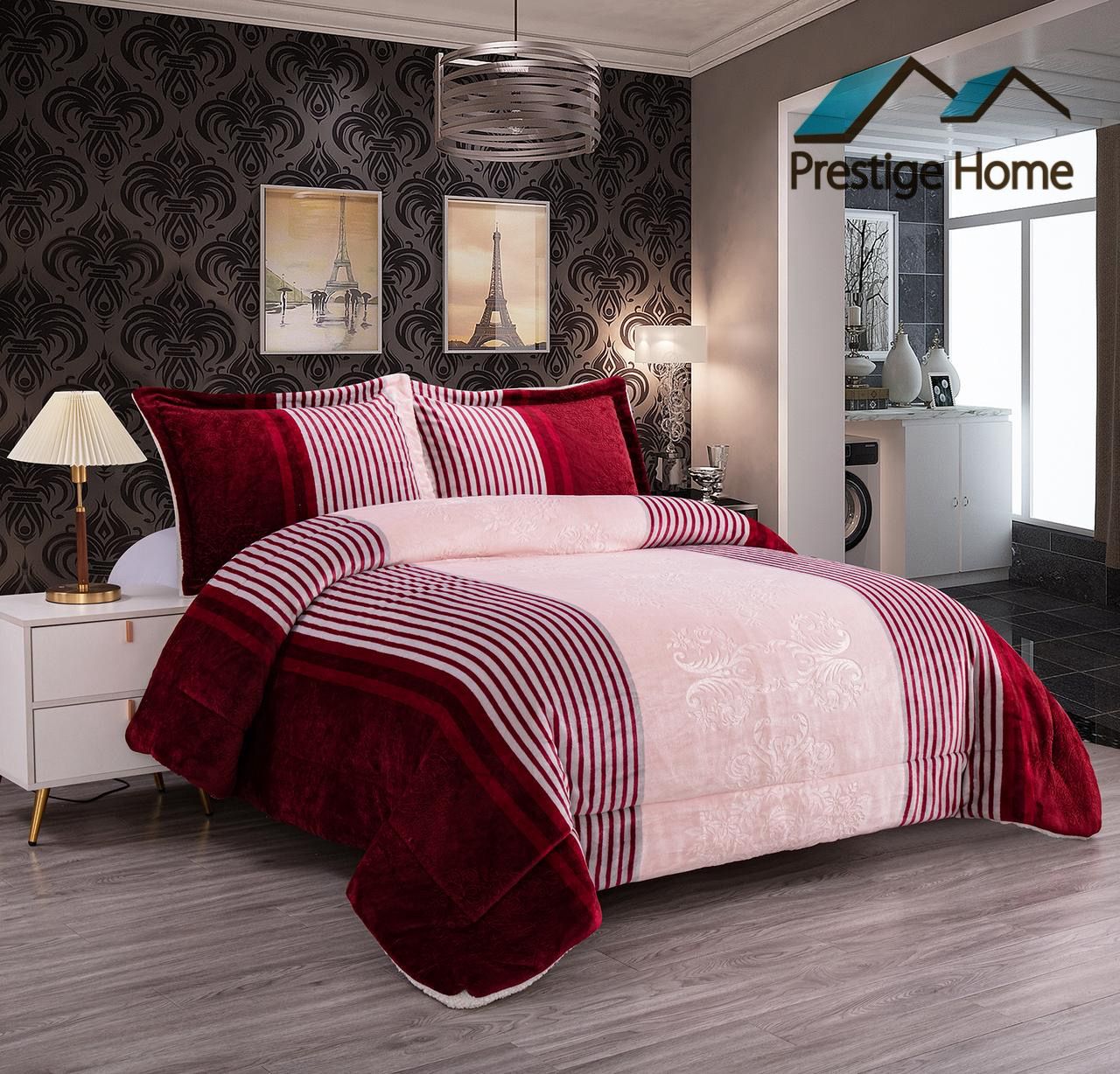 Stripes Flannel Comforter Set - Double