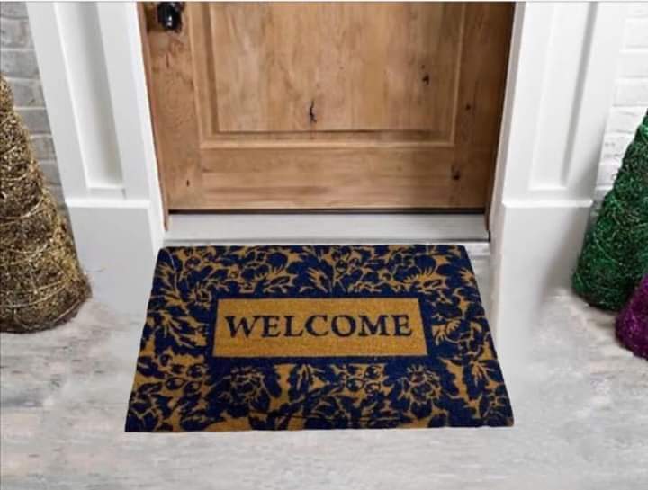 Floral Border Welcome Outdoor Rug - 45x75 cm