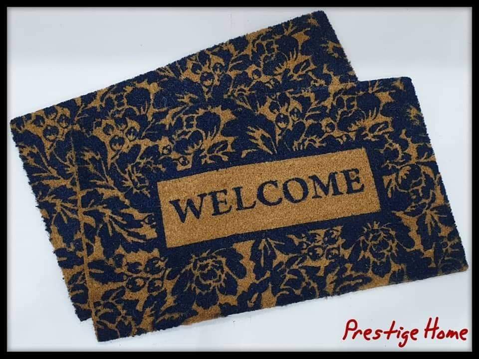 Floral Border Welcome Outdoor Rug - 45x75 cm