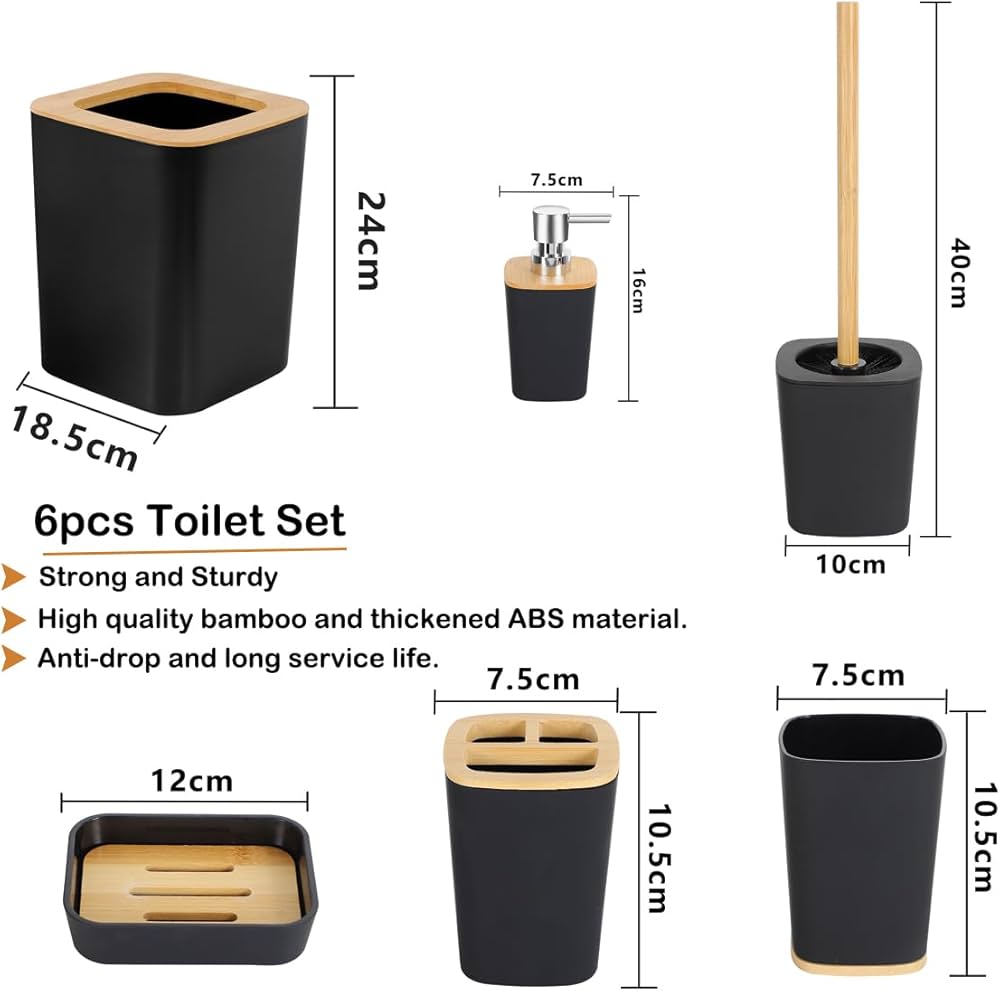 Square Bamboo Bathroom Set