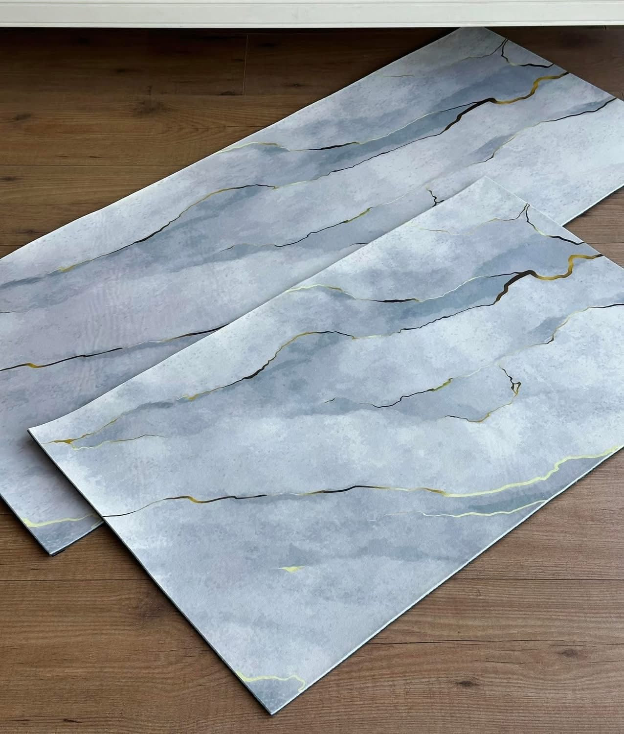 Indoor Rug Set Marble Gray