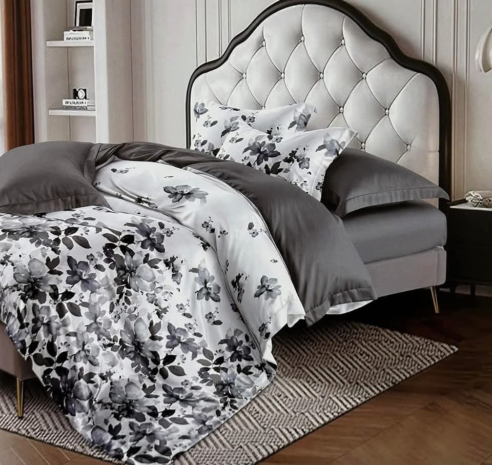 Monochrome Bloom Luxury Bedding Set - King