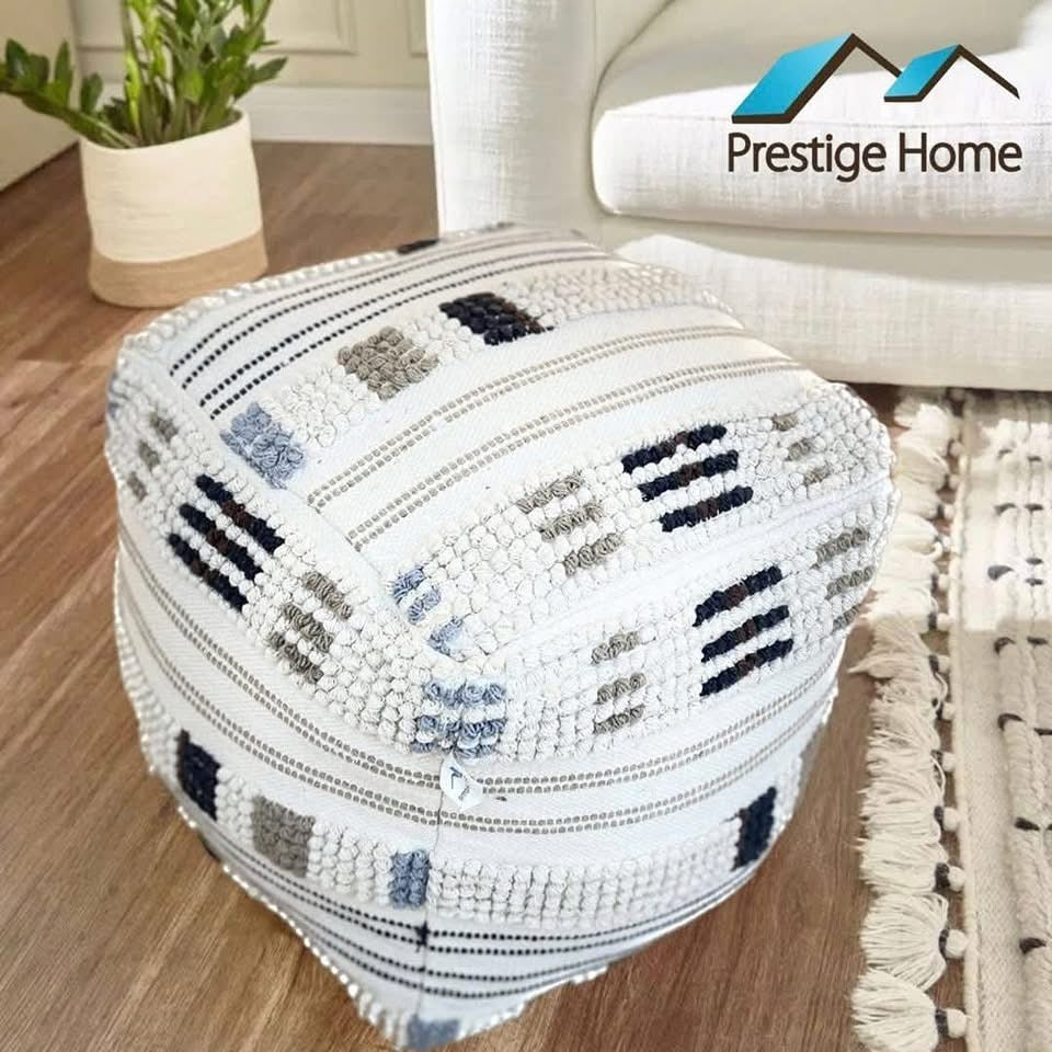 Boho Handloom Pouf - 55x55x50 cm