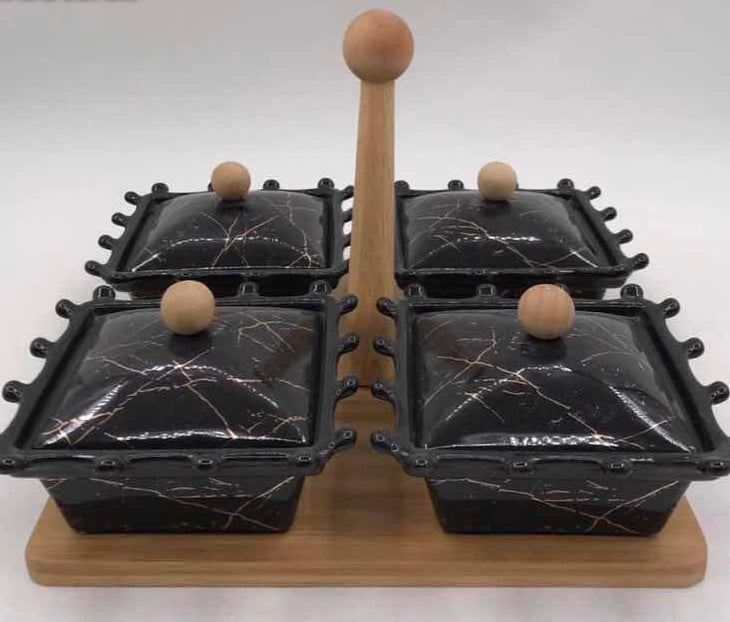 Marble Square Condiment Set