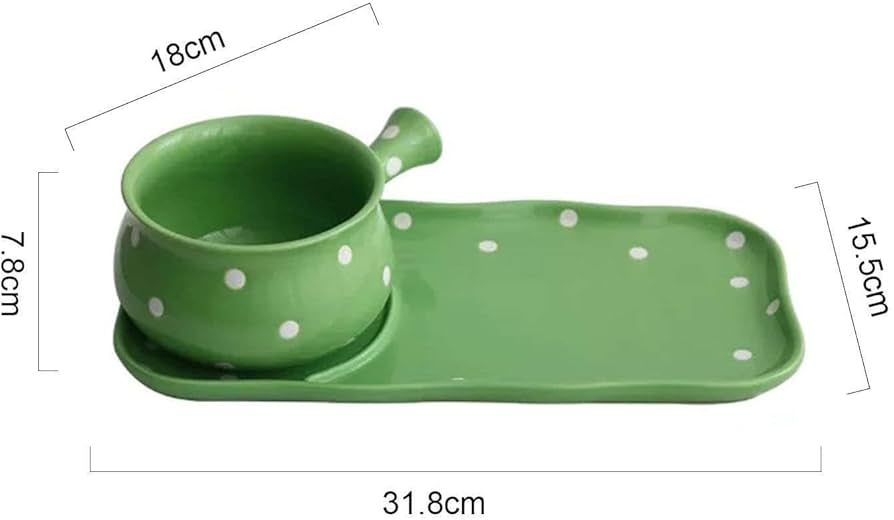 Polka Dot Ceramic Snack and Drink Tray Set