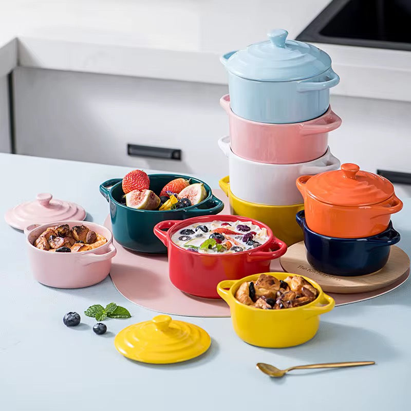 Mini ColorPop Ceramic Casserole Pots with Lids