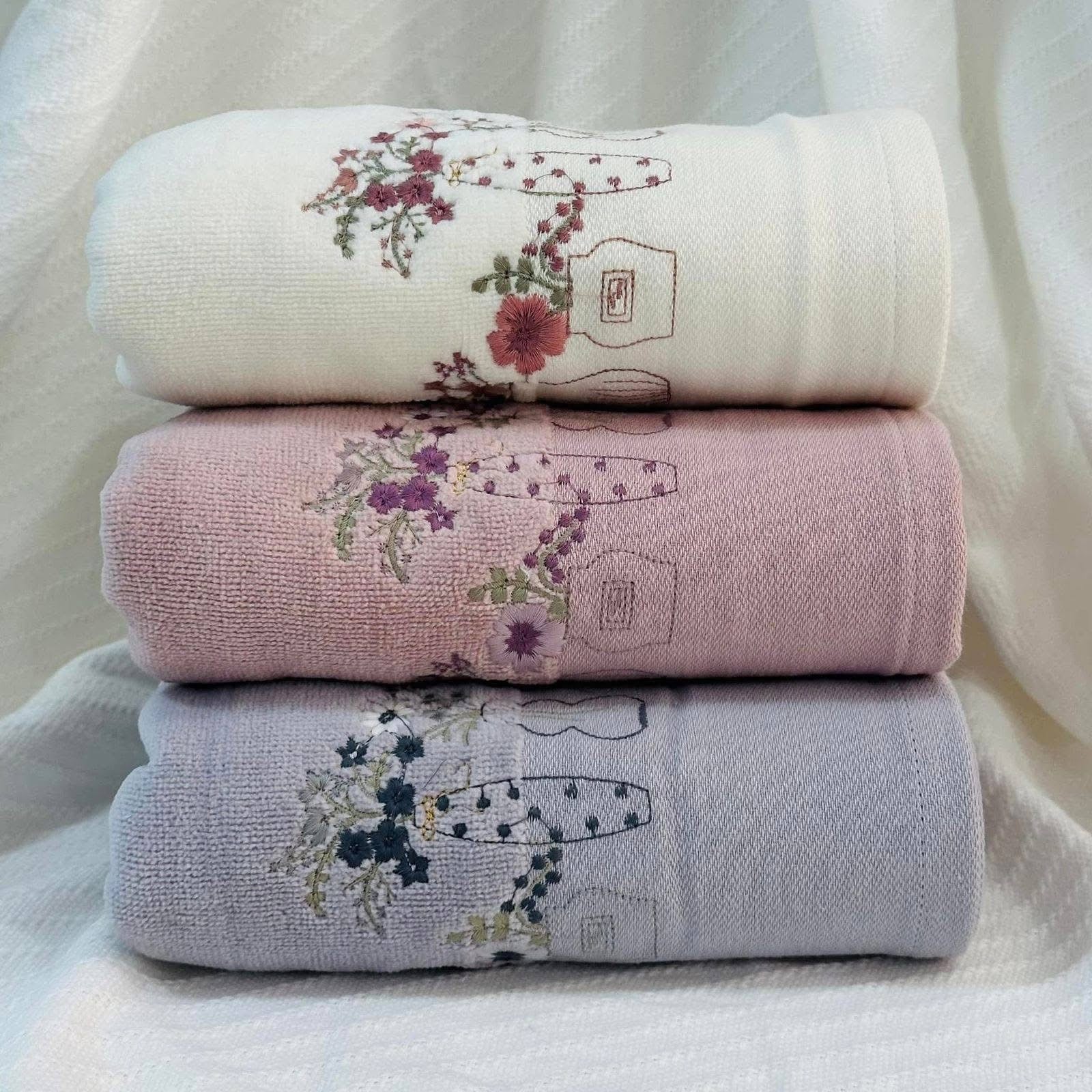 Floral Cactus Hobby Embroidery Towel - Medium