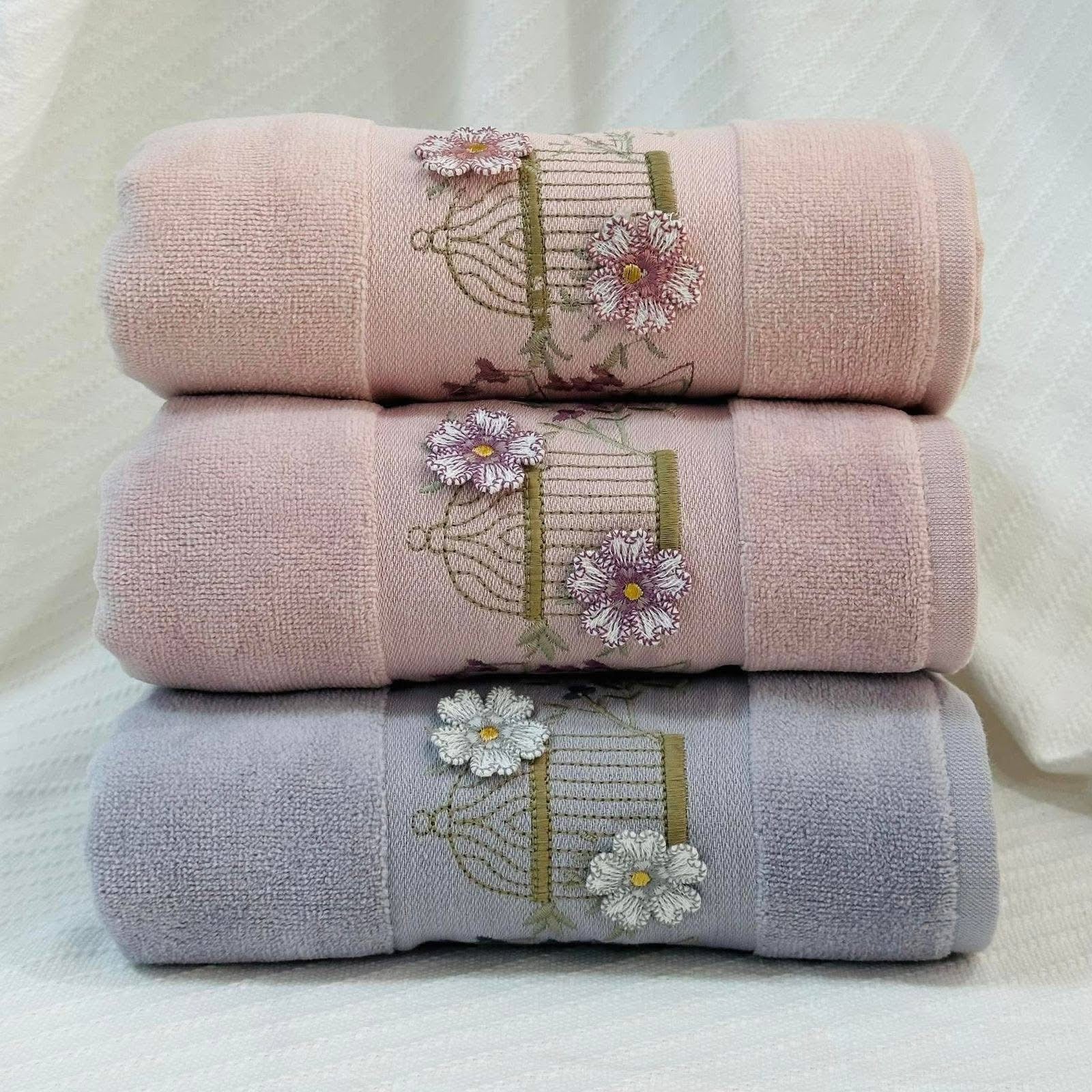 Birdcage Blossom Hobby Embroidery Towel - Medium