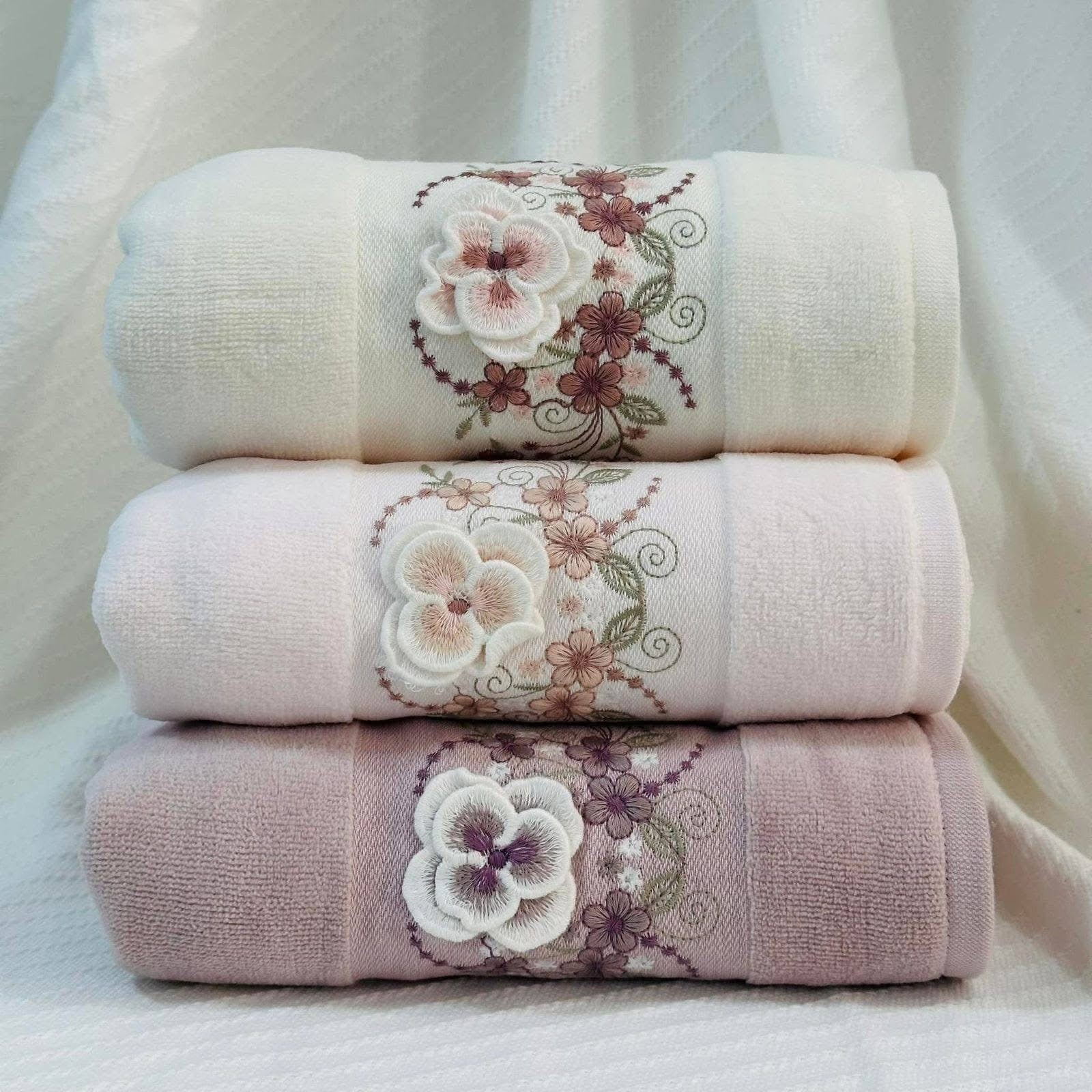 Orchid Bloom Hobby Embroidery Towel - Medium