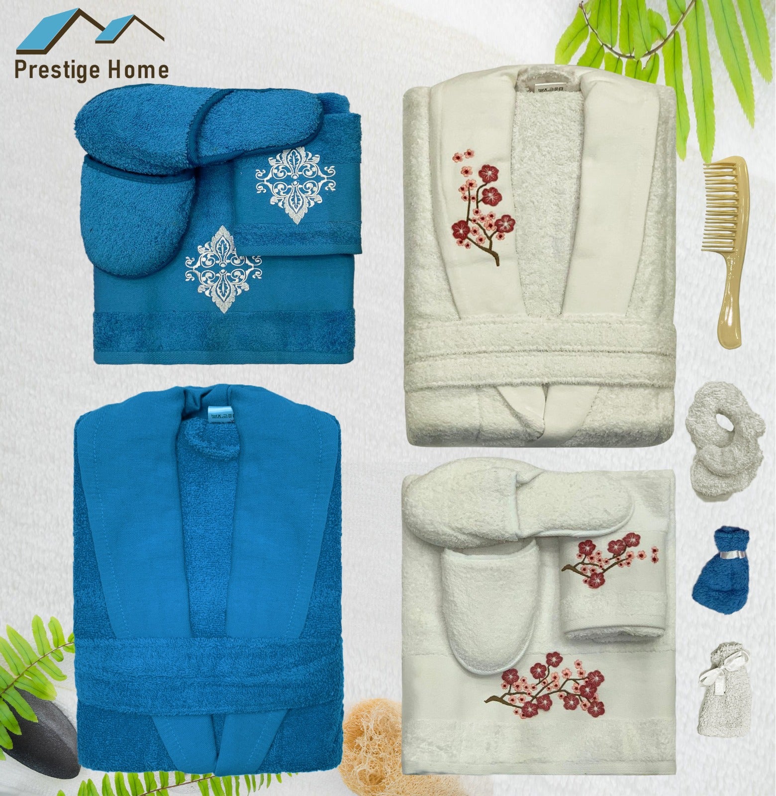 Queen Bathrobe Set - 12 Pieces