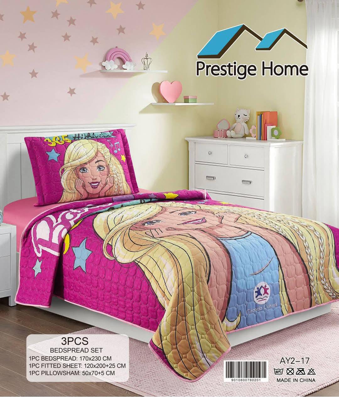Barbie Fushcia Bedspread Single set - 3 pieces