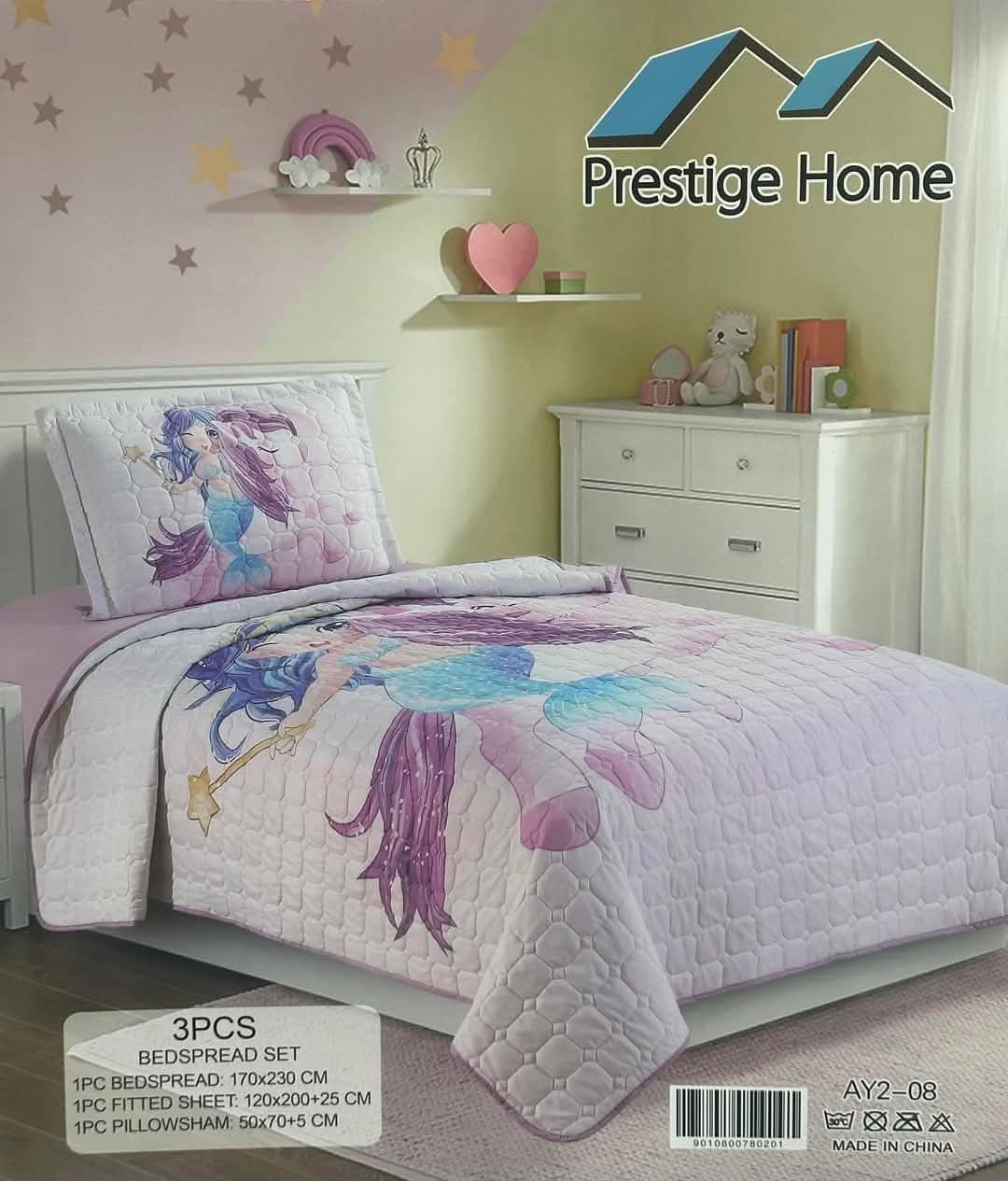Mermaid Fushcia Bedspread Single set - 3 pieces
