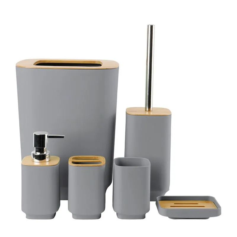 Square Bamboo Bathroom Set