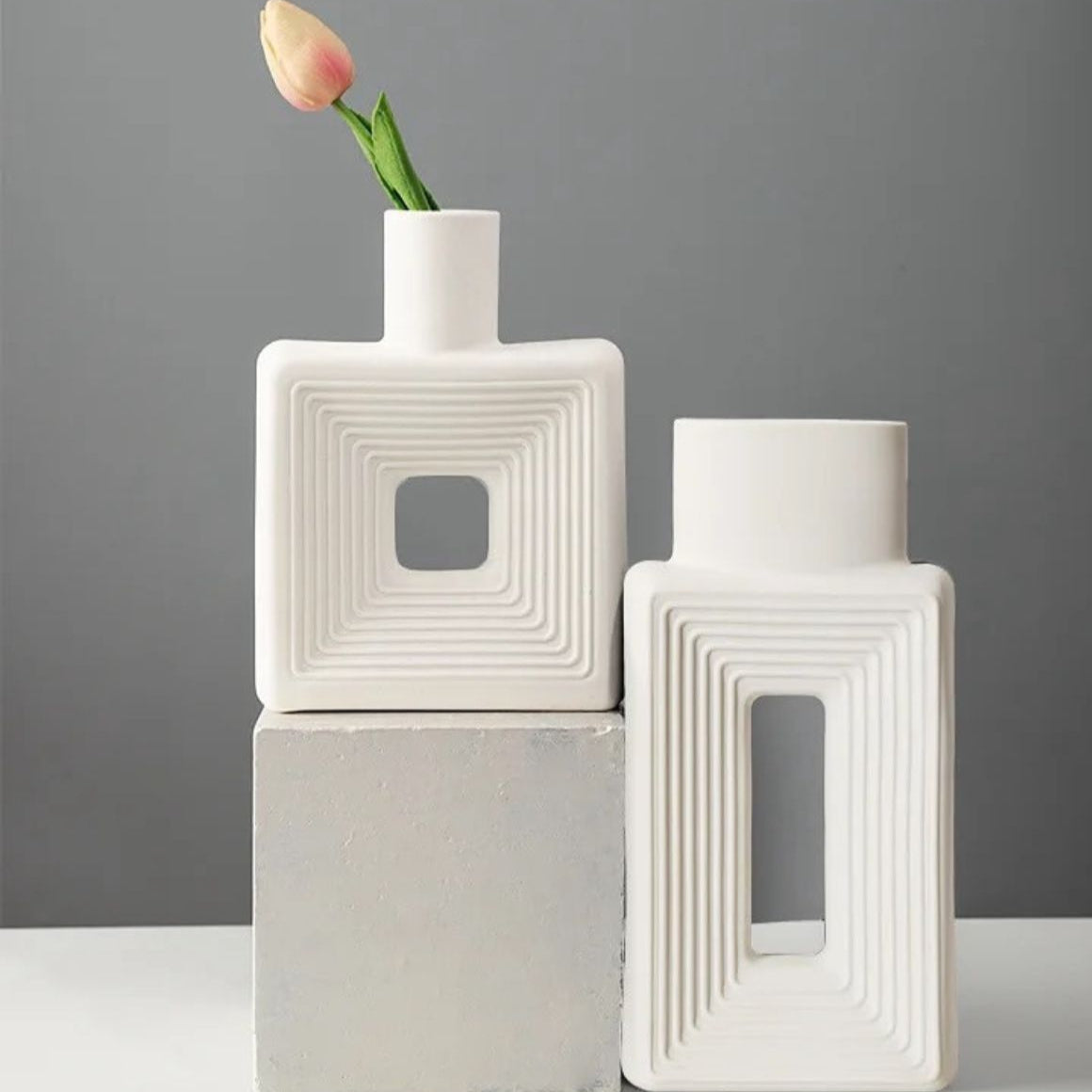 Geometric Hollow Ceramic Vase