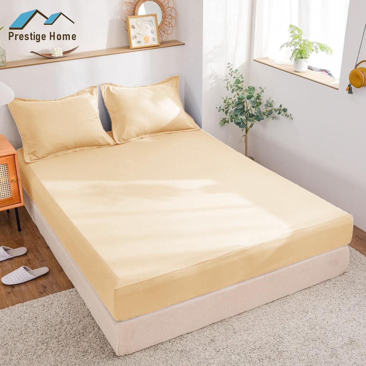Cotton Plain Bedsheet Set - Double