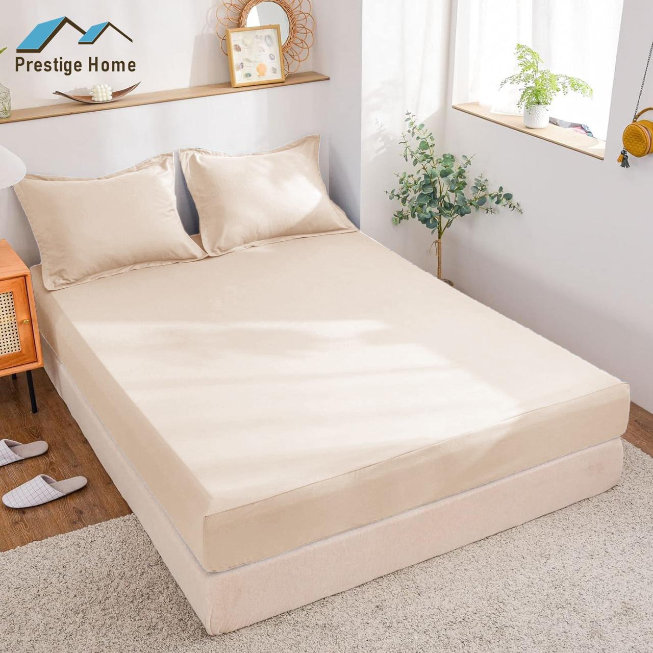 Cotton Plain Bedsheet Set - Double
