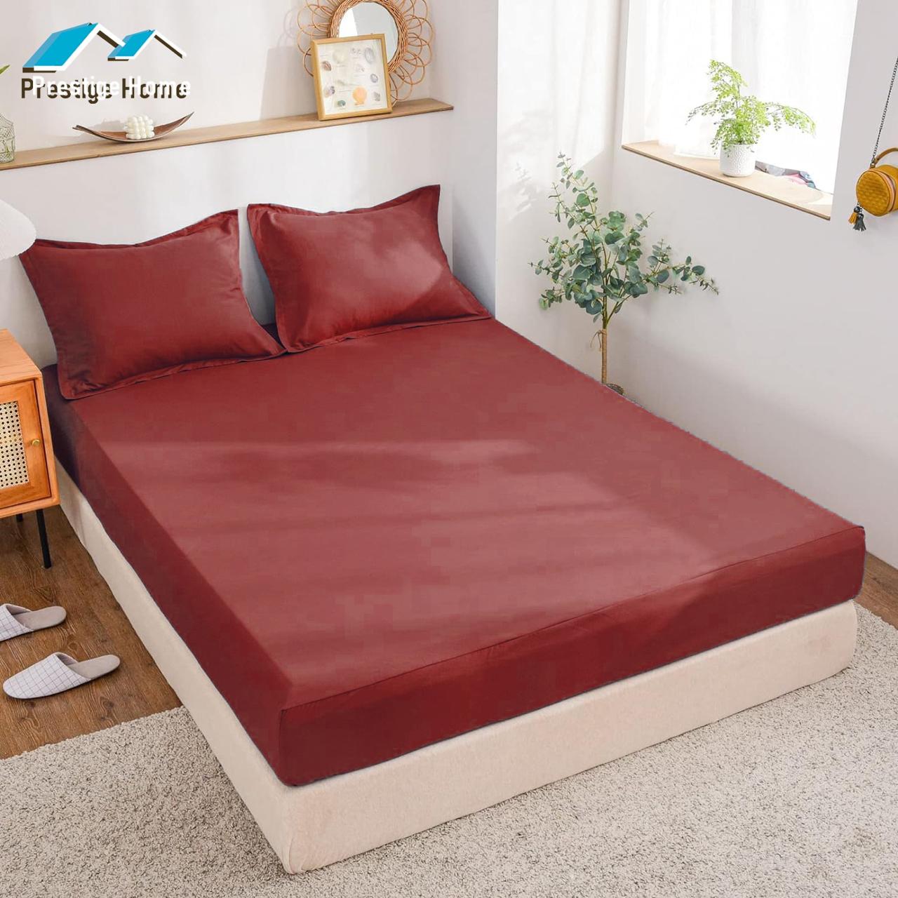 Cotton Plain Bedsheet Set - Double