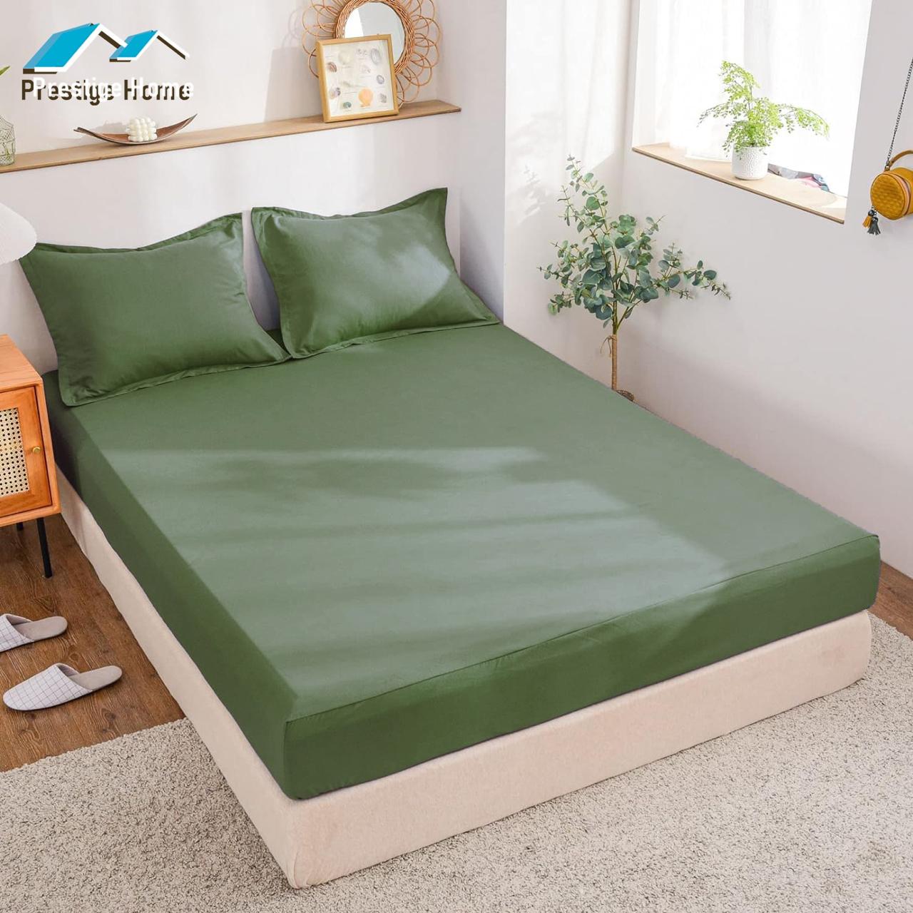 Cotton Plain Bedsheet Set - Double