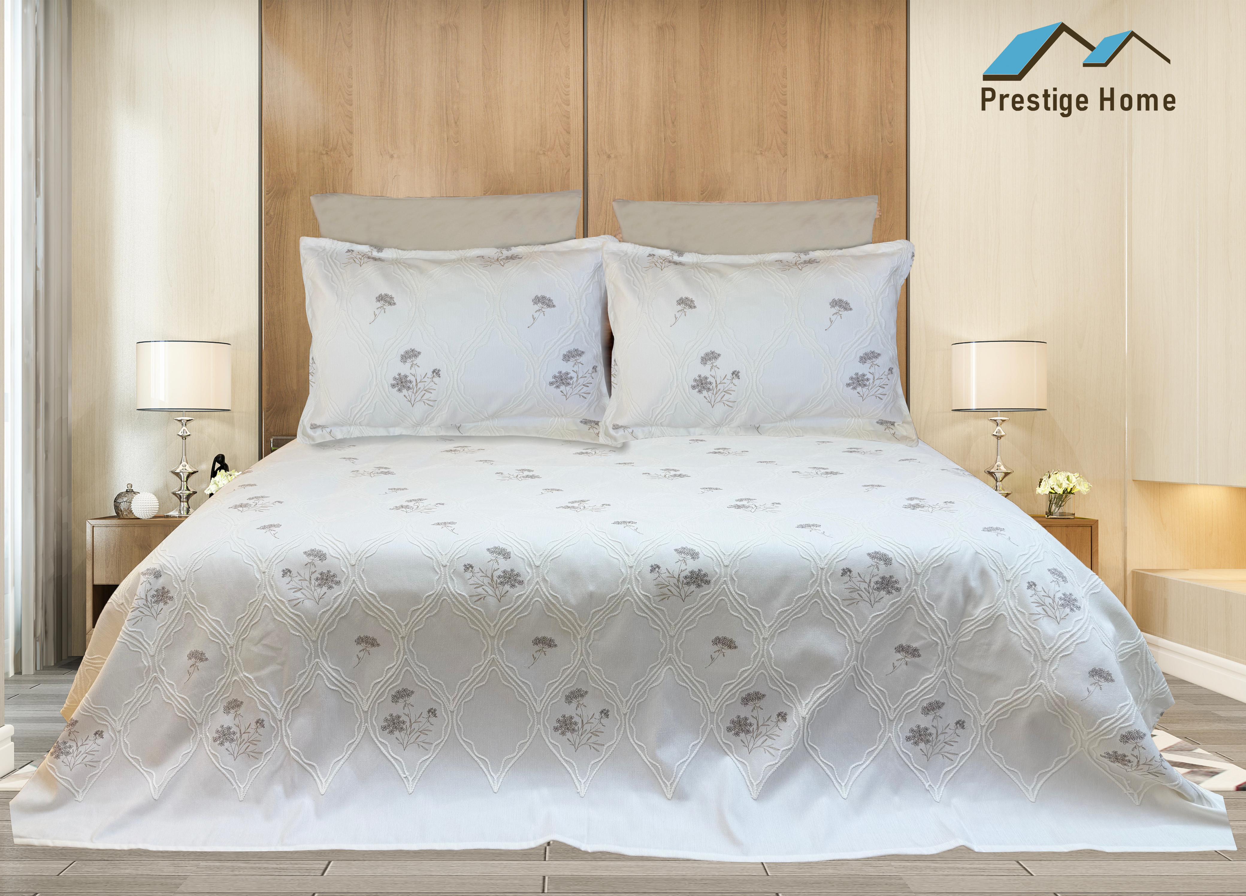 Diamond Embroidered Jacquard Pique Bedspread Set 4 pcs - Double