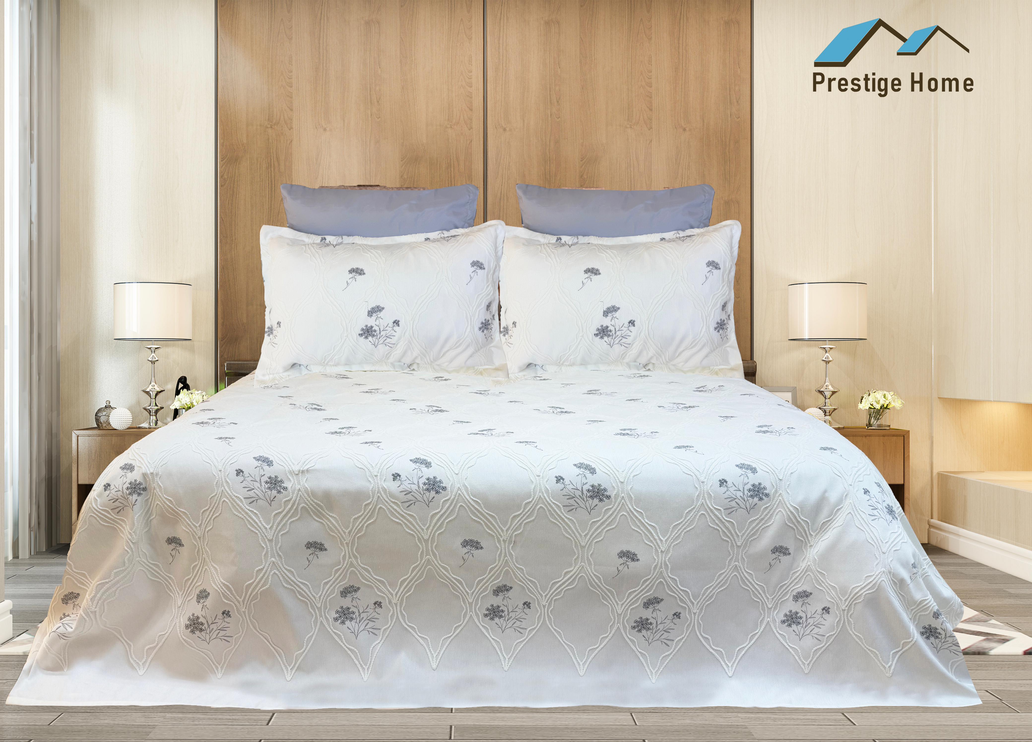 Diamond Embroidered Jacquard Pique Bedspread Set 4 pcs - Double
