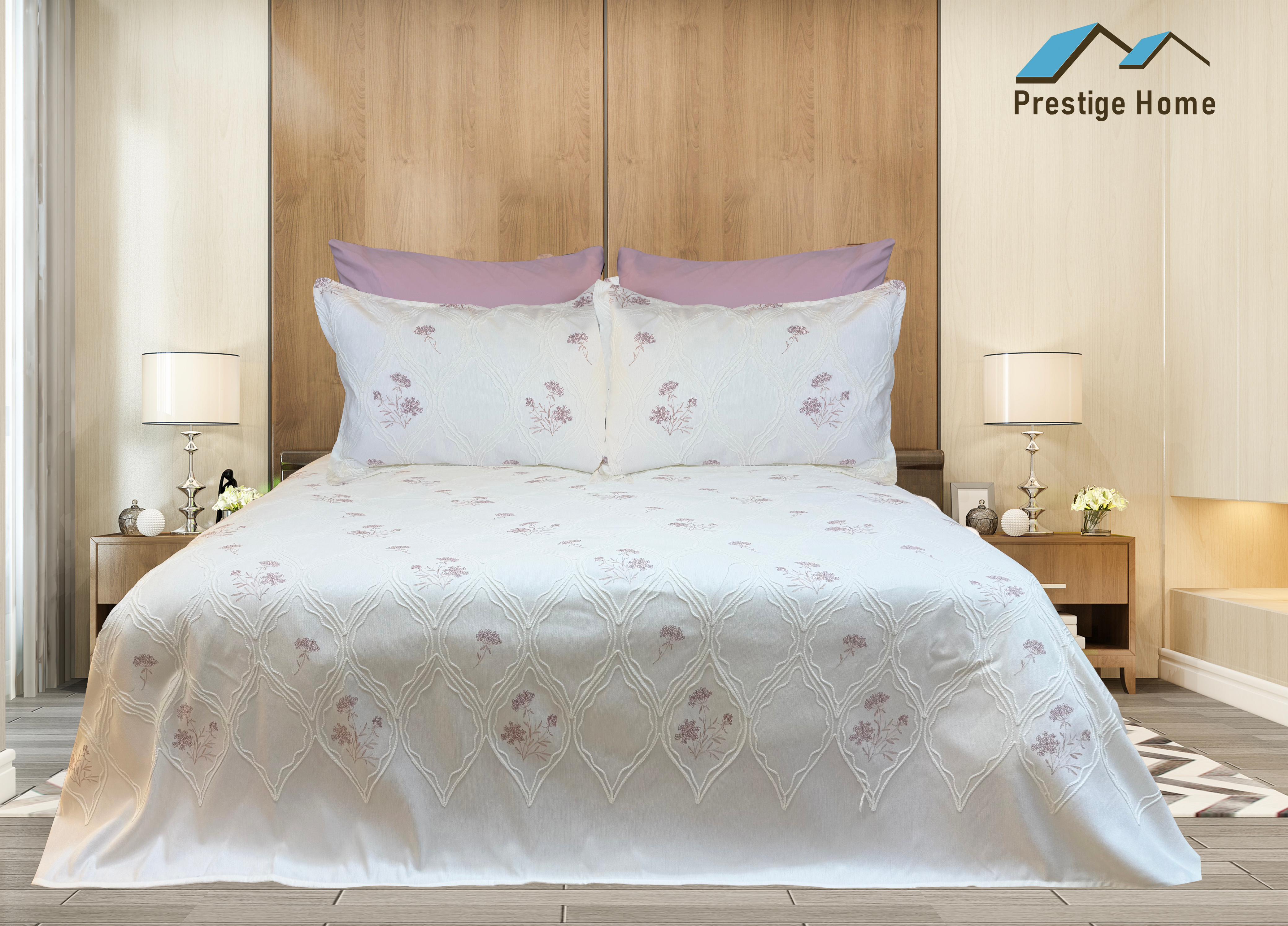 Diamond Embroidered Jacquard Pique Bedspread Set 4 pcs - Double
