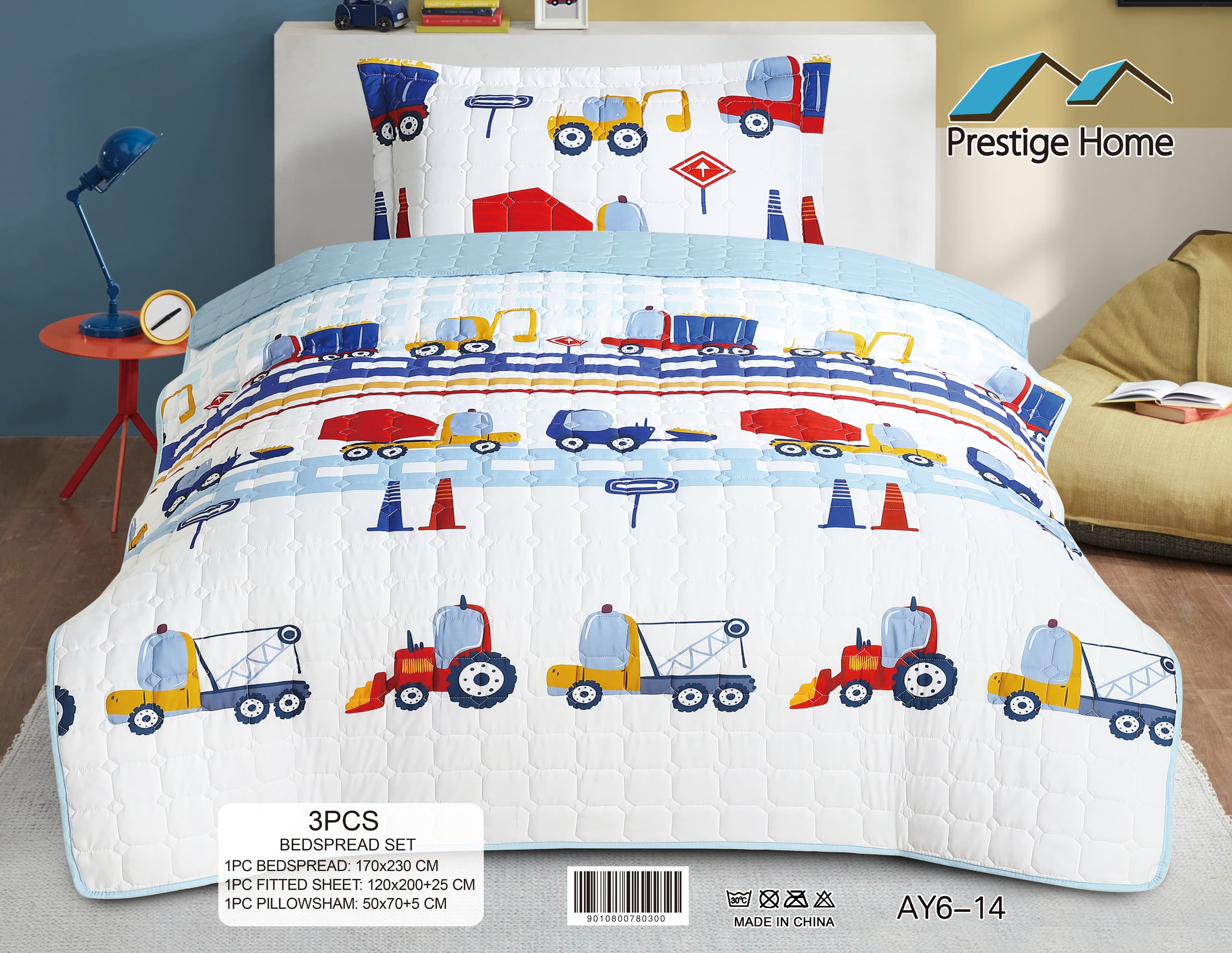 Construction Crew Bedspread Set - 3 Pieces