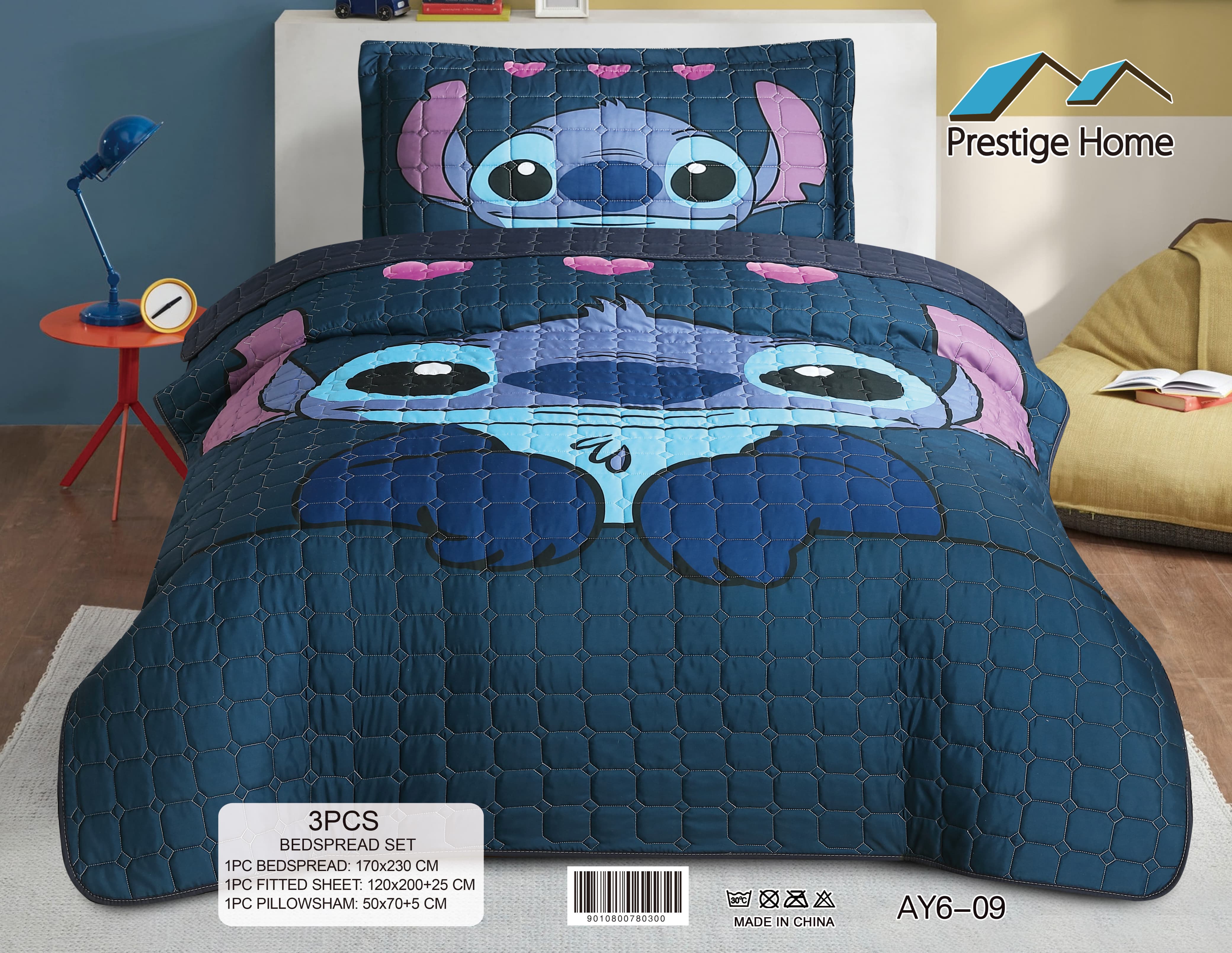Blue Stitch Dreams Bedspread Set - 3 Pieces
