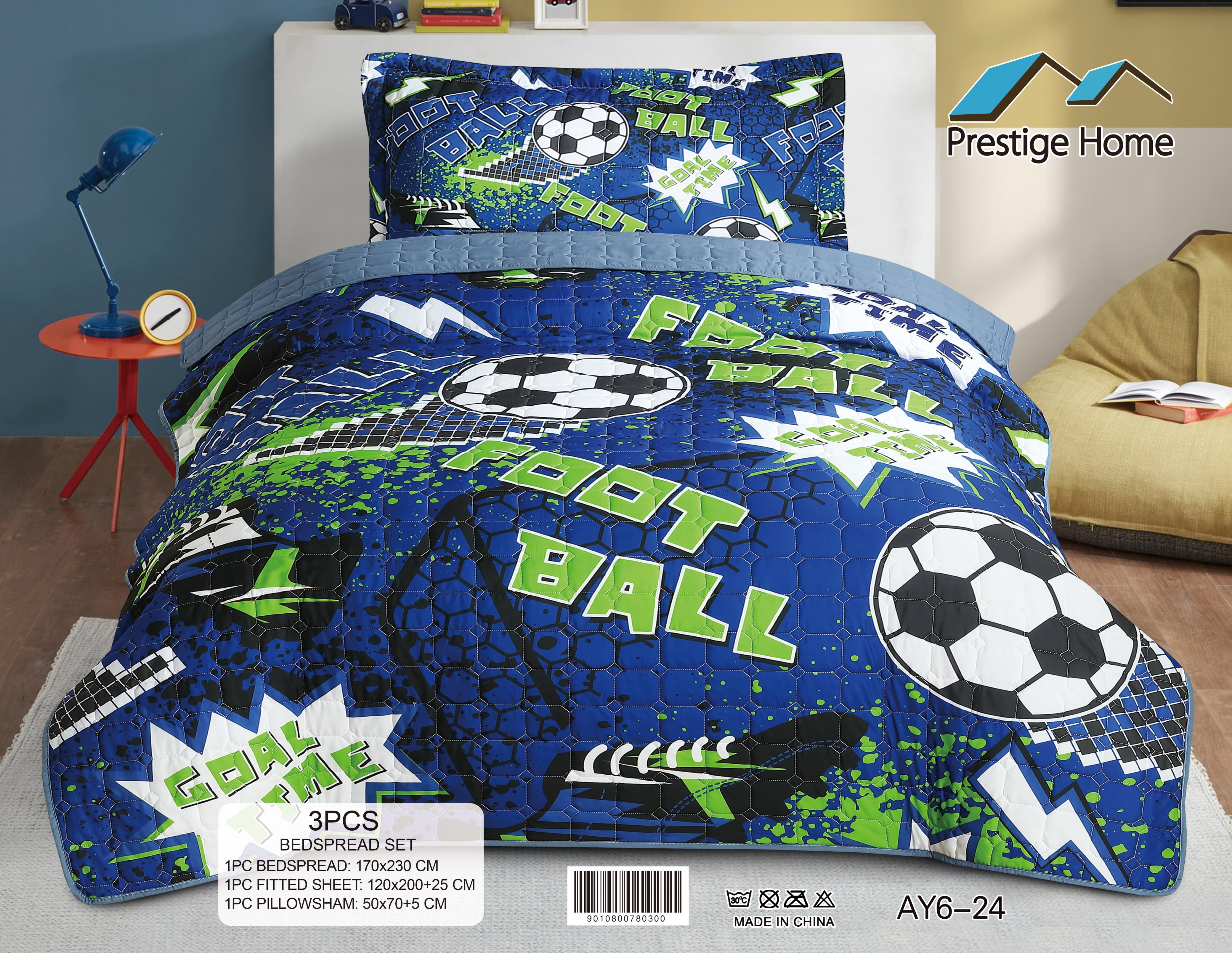 Goal Time Football Bedspread Set - 3 Pieces