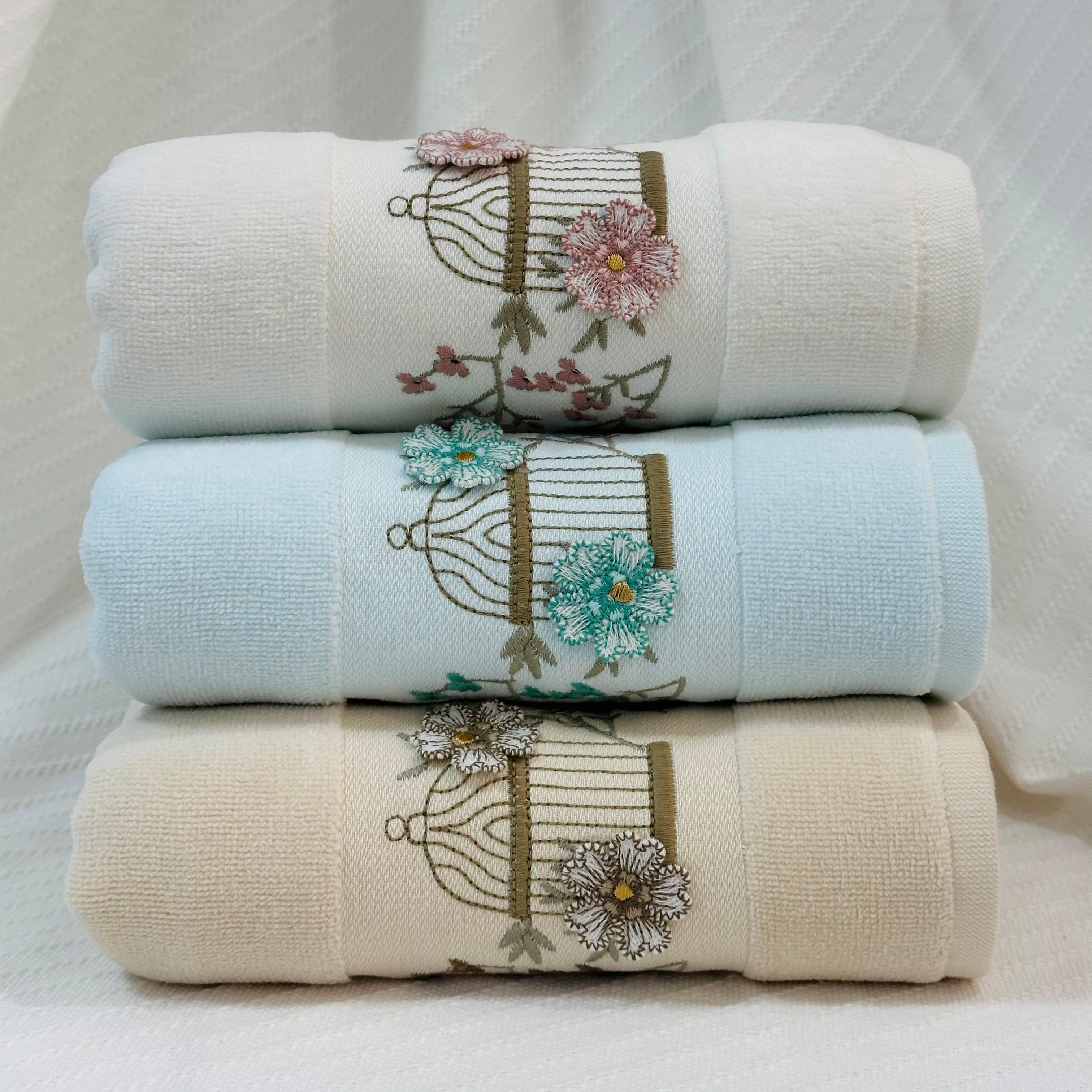 Birdcage Blossom Hobby Embroidery Towel - Medium