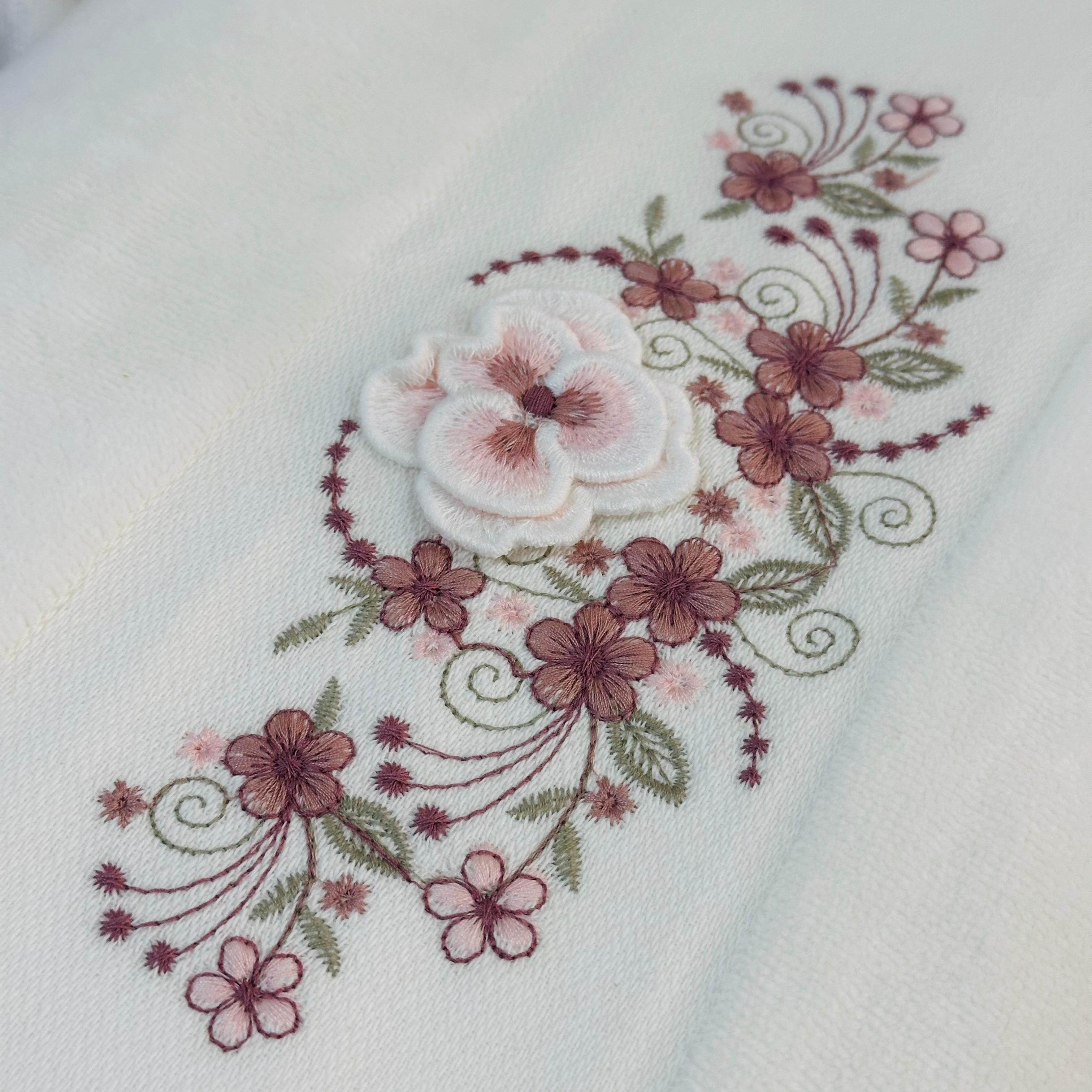 Orchid Bloom Hobby Embroidery Towel - Medium