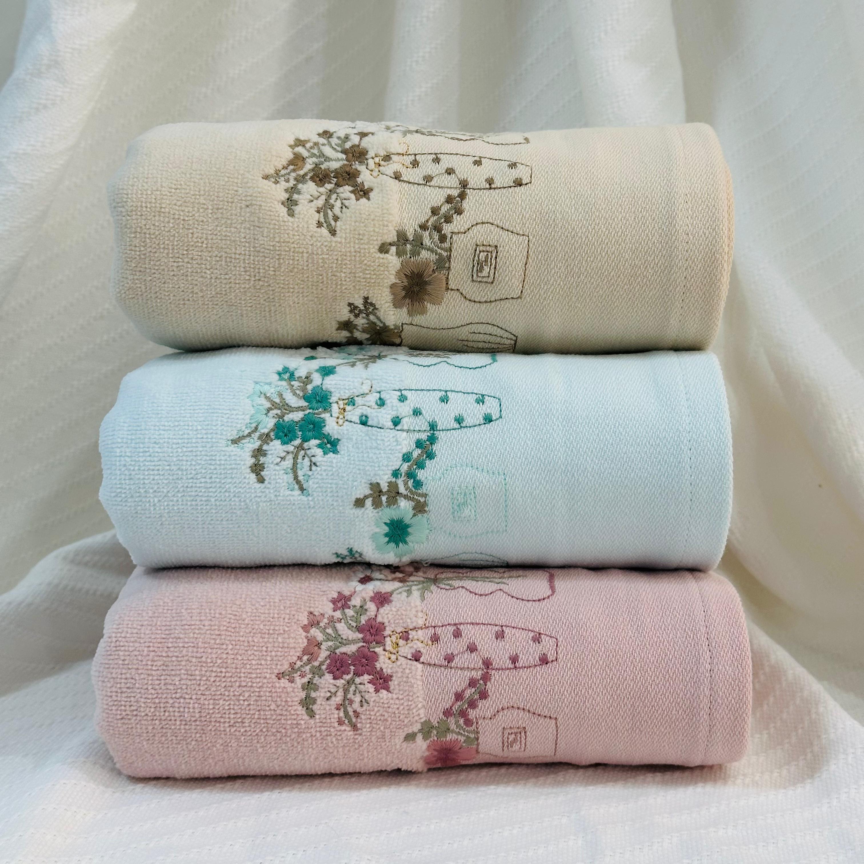 Floral Cactus Hobby Embroidery Towel - Medium