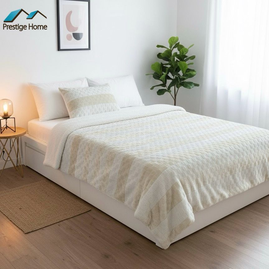 Flannel Striped Bedding Set - Double
