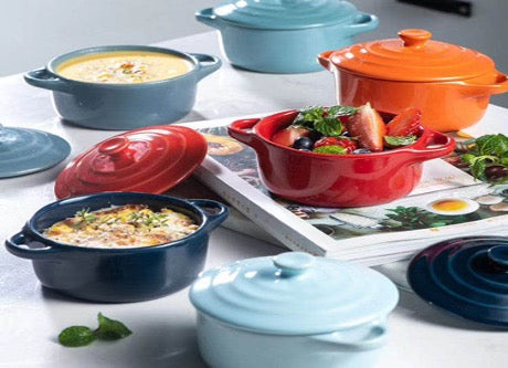 Mini ColorPop Ceramic Casserole Pots with Lids