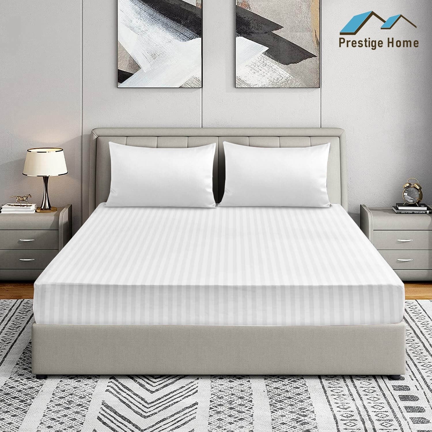 Prestige Striped Bedsheet set - Double