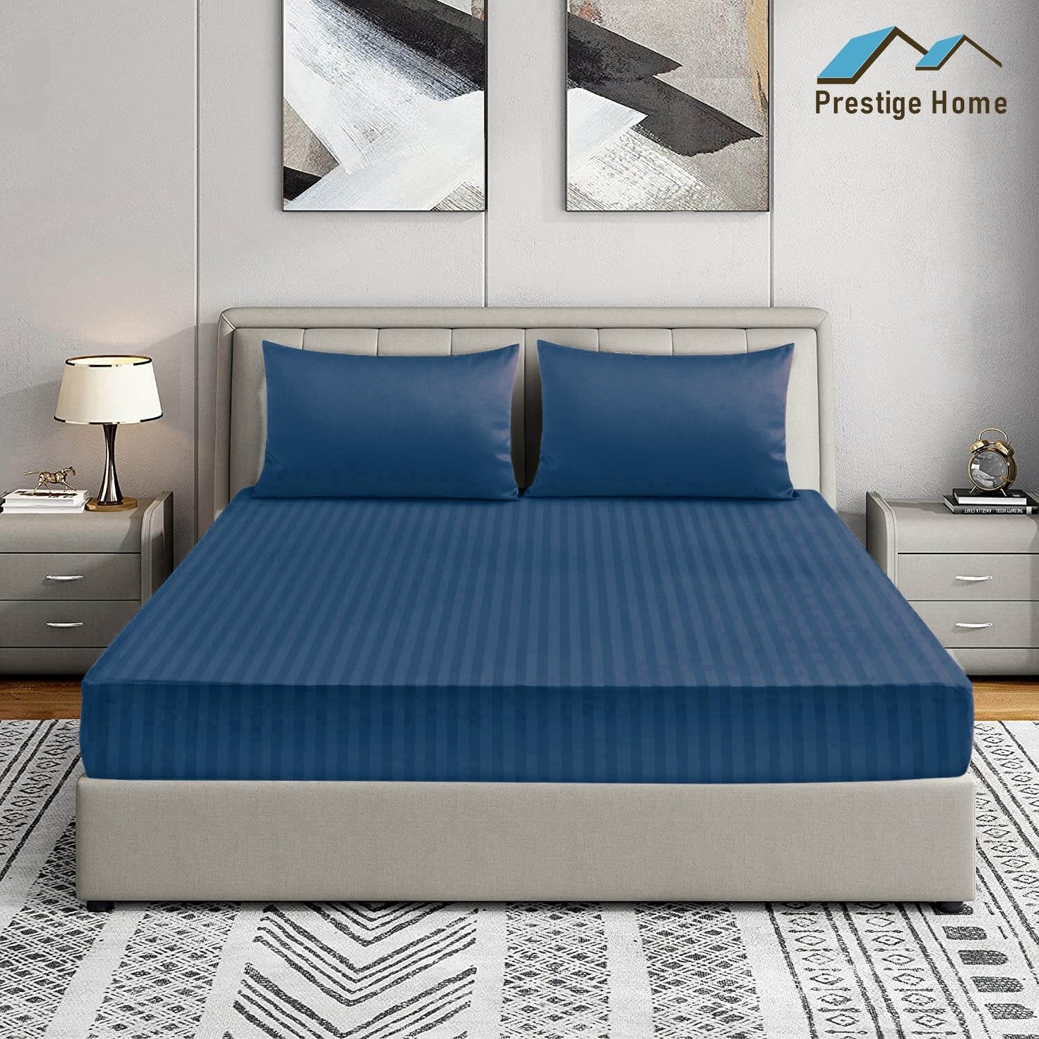 Prestige Striped Bedsheet set - Double