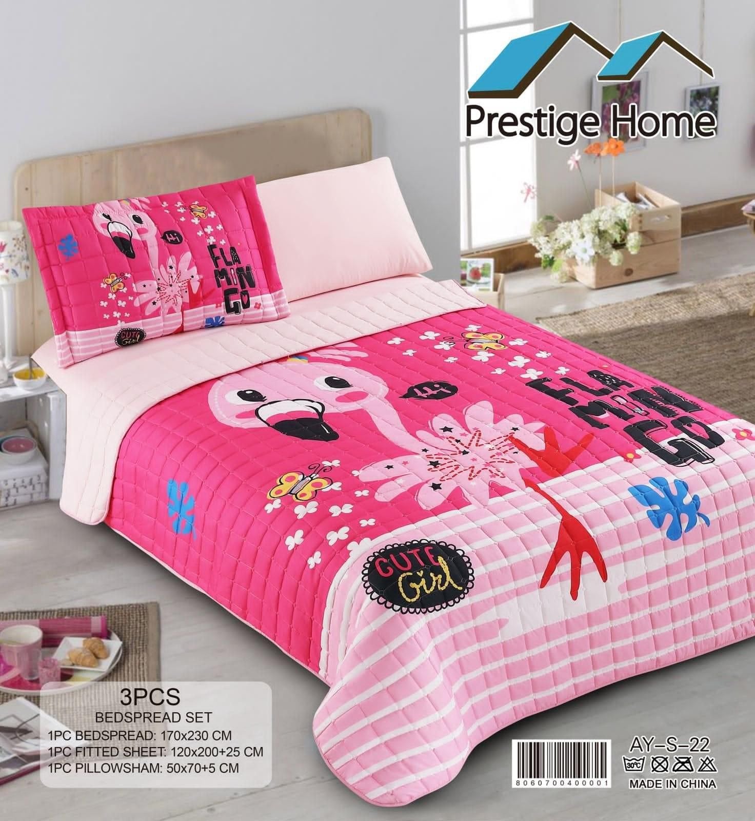 Flamingo Bedspread 3 pieces - Single