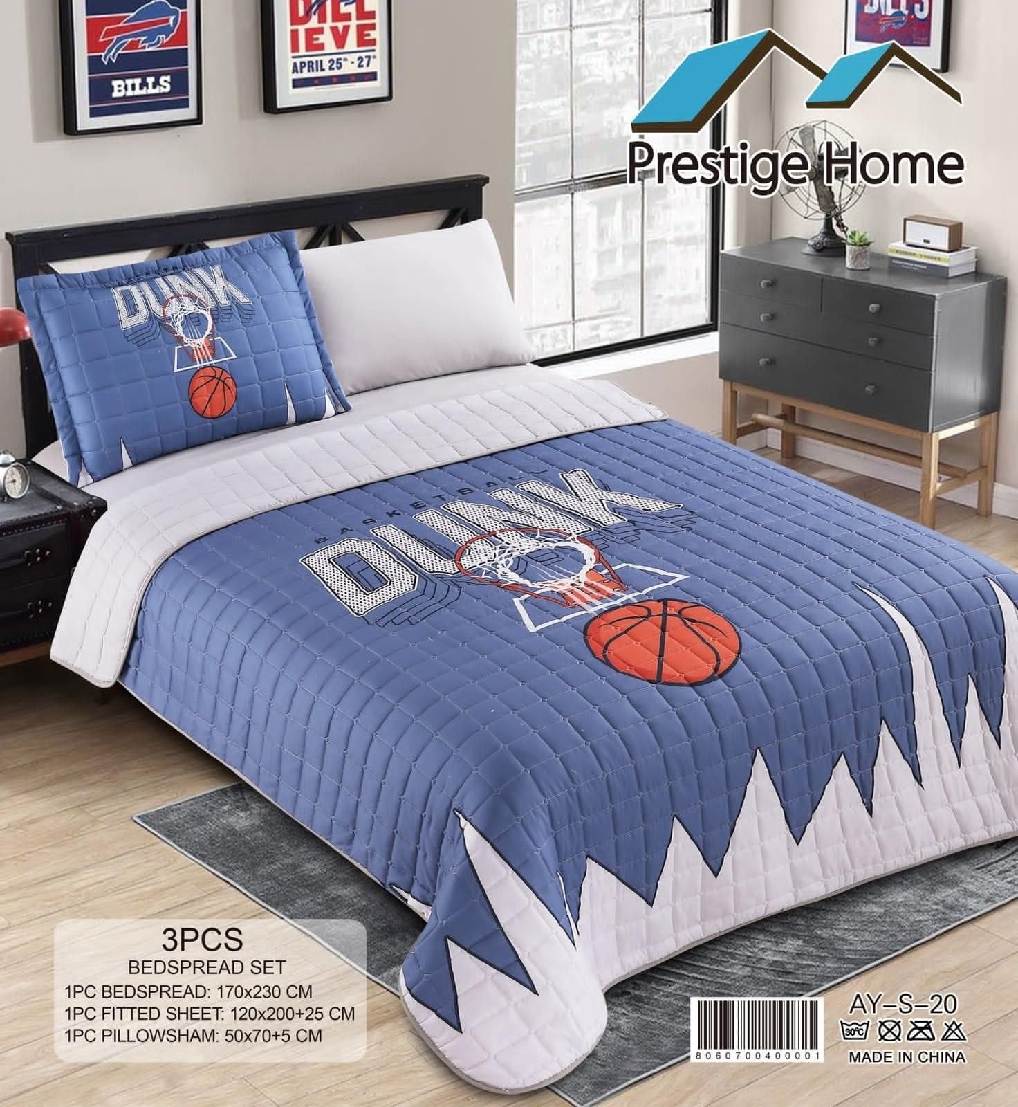 Sports Bedspread 3 Pieces - Single