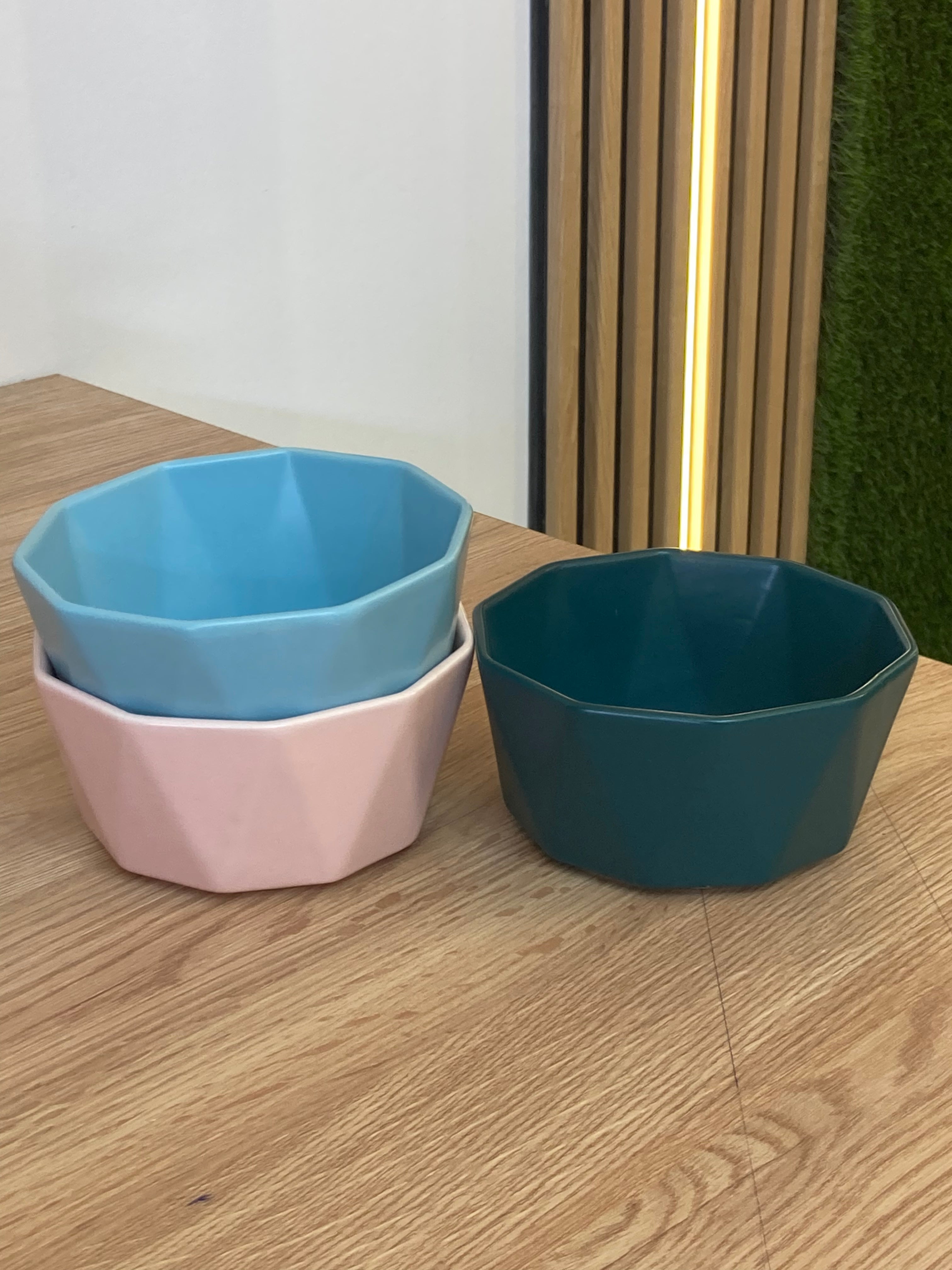 Ceramic Bowl with Hexagon Design