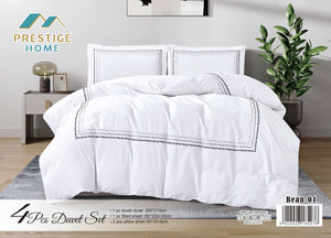 Cotton Embroidered Bean Duvet Cover Set - King