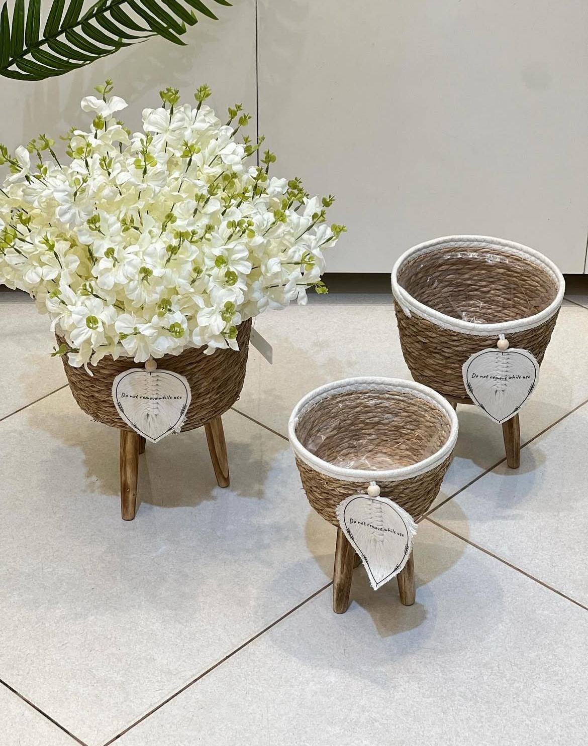 Tripod Woven Planter Basket Set – 3 Sizes