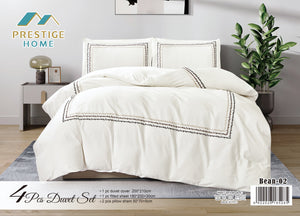 Cotton Embroidered Bean Duvet Cover Set - King