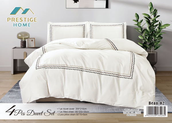 Cotton Embroidered Bean Duvet Cover Set - King