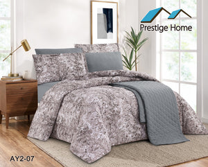 Grey Leaf Comforter Set - Double