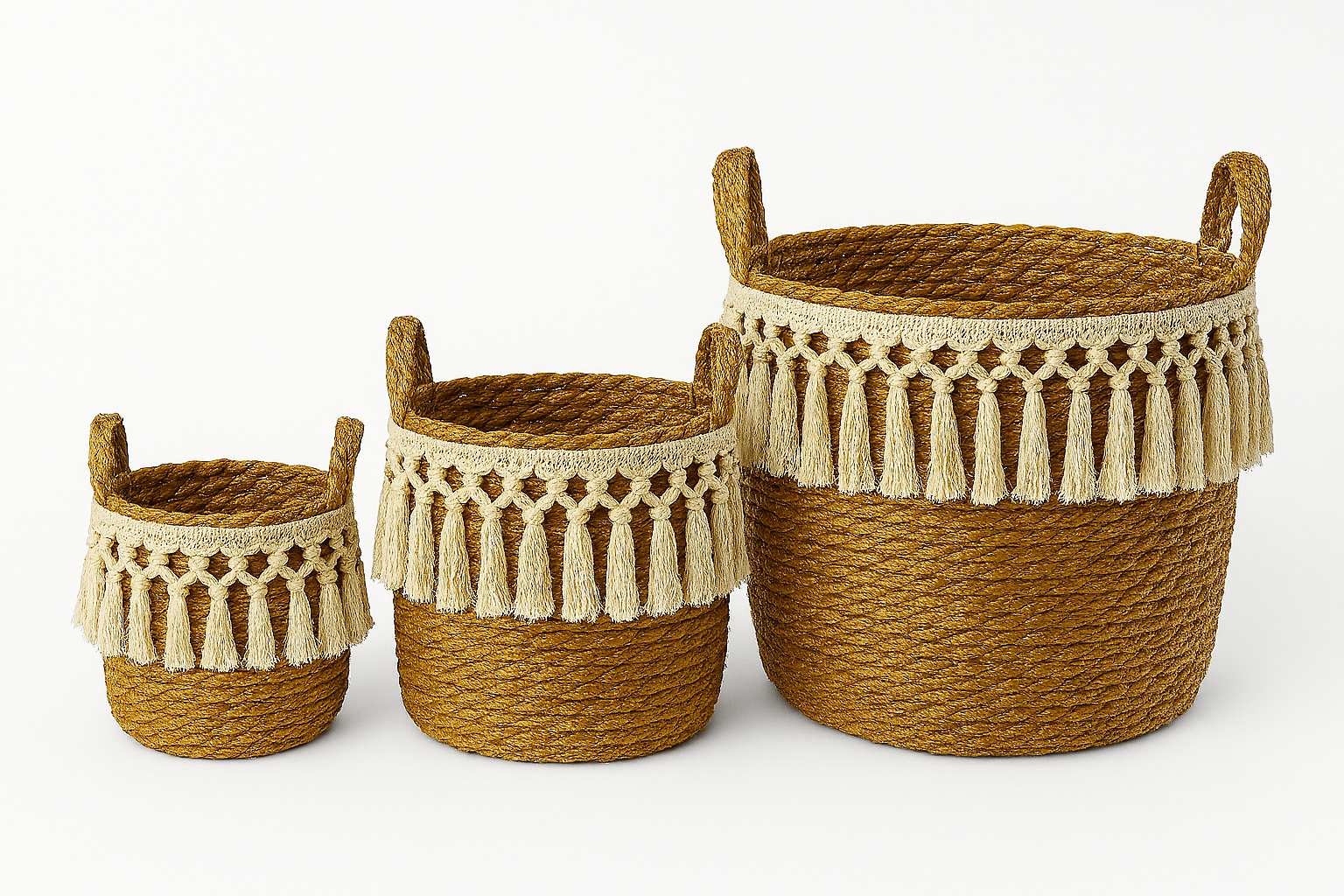 Sahara Fringe Basket Set - 3 Pcs