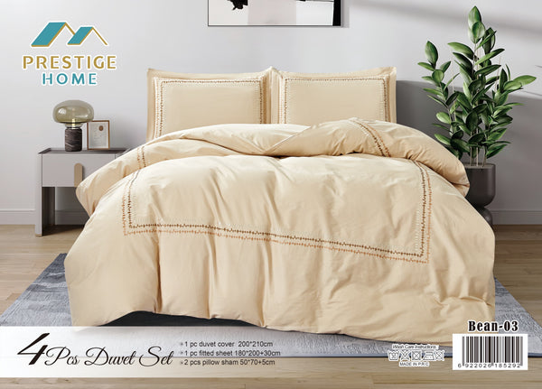 Cotton Embroidered Bean Duvet Cover Set - King