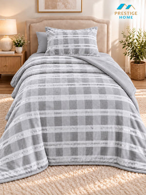 Squares Flannel Duvet Cover Set - Double