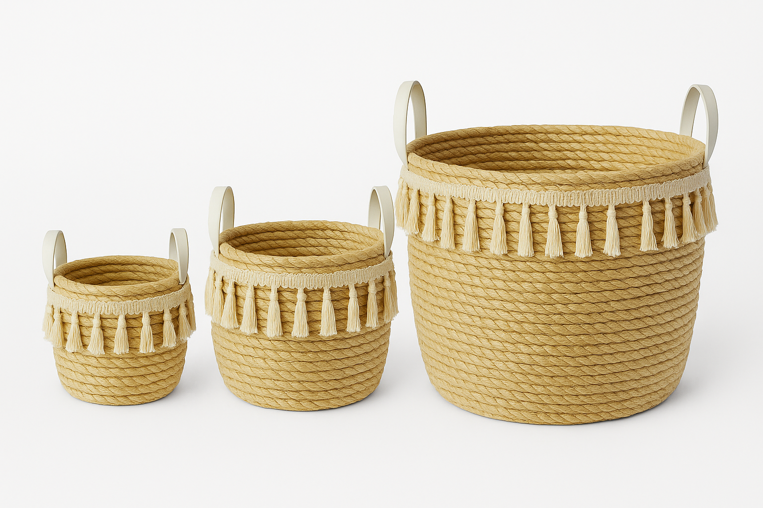Ivory Loop Basket Set - 3 Pcs