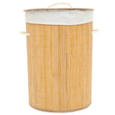 Circular Bamboo Covered Laundry Basket