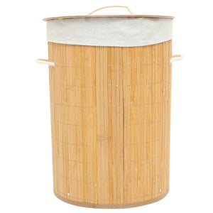 Circular Bamboo Covered Laundry Basket